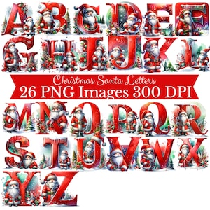 Christmas Alphabet PNG, Christmas Letters Clipart, Ornament PNG, Kids Christmas, Santa PNG, Christmas Sublimation Letters, Christmas Font