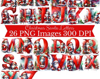 Christmas Alphabet PNG, Christmas Letters Clipart, Ornament PNG, Kids Christmas, Santa PNG, Christmas Sublimation Letters, Christmas Font