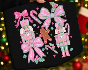 Floral brushstroke christmas tree bow png, merry & bright png, floral coquette png, nutcracker png, Pink Blue christmas png,merry christmas