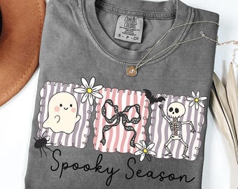 Halloween Postage Stamp PNG Cute Vintage Ghost Skeleton Clipart, Trick or Treat Retro Spooky Collage, Fall Sublimation Design for Shirts