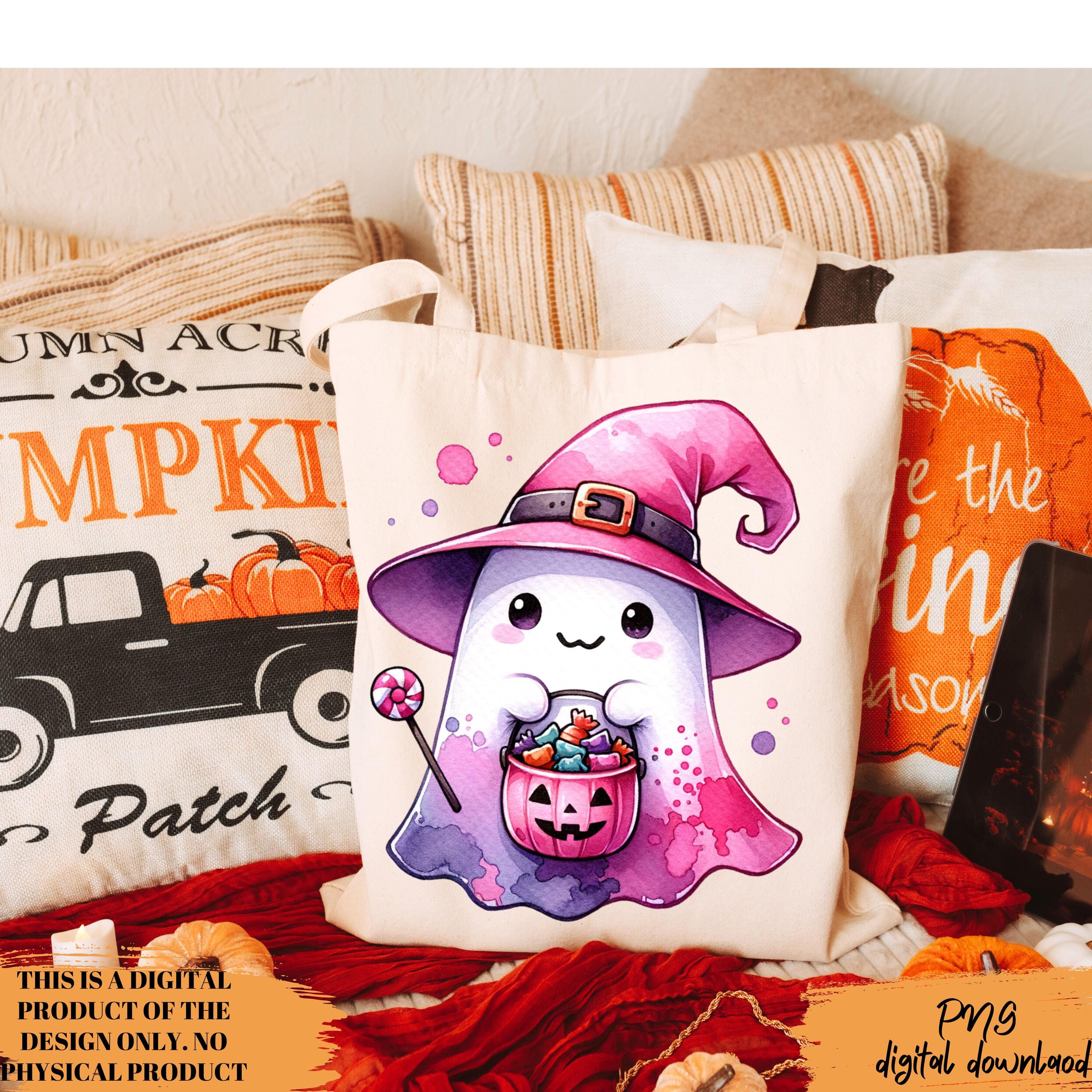20 PNG Trick or Treat Bag Clipart Bundle, Halloween Ghost PNG, Cute ...