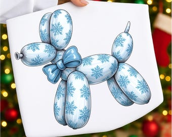 Balloon Dog PNG T-Shirt Design Trending PNG Dog Lover PNG Snowflake Png Winter Png Christmas Png Trendy Sublimation Designs Digital Download