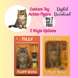 Custom Action Figure From Your Pet Photo, Personalized Toy Box, Turn Your Cat Into An Action Figure, Personalized Digital Art, Download
