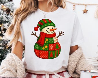 Patchwork Snowman Png, Retro Funny Christmas Png, Merry Christmas Png, Trendy Christmas Patchwork Png, Xmas Holiday Png, Christmas Bundle