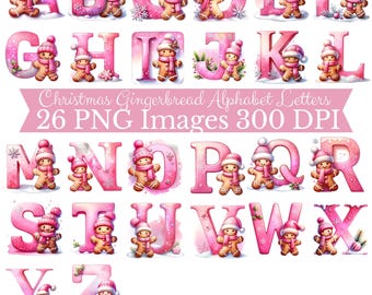 Christmas Alphabet PNG, Christmas Letters Clipart, Ornament PNG, Kids Christmas, Gingerbread, Christmas Sublimation Letters, Christmas Font