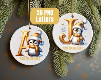 Christmas Alphabet PNG, Christmas Letters Clipart, Ornament PNG, Kids Christmas, Penguin PNG, Christmas Sublimation Letters, Christmas Font
