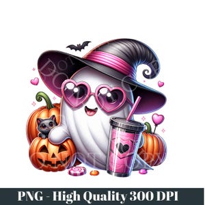 Boojee Halloween Ghost PNG, Cute Coffee Ghost Clipart Png, Witchy Halloween Mama PNG, Ghost Sublimation Design, Girly png, Digital Download