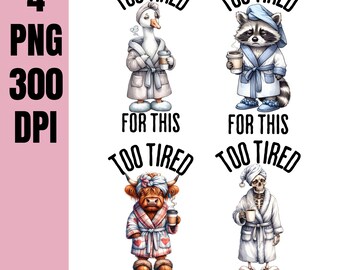Te moe voor deze png, grappig ganskoffieontwerp png, snauwende ochtendhumor Sassy Goose png, trendy retro cafeïneliefhebber sublimatie