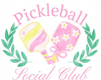 Pickleball png Social Club png, Preppy Coquette png, Pickleball-spelare png, Matchdag png, Trendig skjortdesign, direkt nedladdning