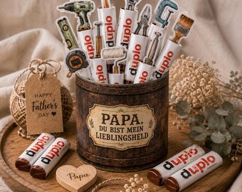 Duplo Banderole "Vatertag" Vorlage zum Ausdrucken, Papa Geschenk, Werkzeugkasten Geschenk, Geburtstagsgeschenk, PDF Druckvorlage