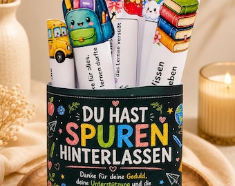 Duplo Banderole Lehrerin PDF | Abschied Schule Geschenk | Lehrer Geschenk Vorlage | A4 Sofort download