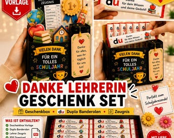 Danke Lehrerin Geschenk | Duplo Banderole Vorlage | Abschiedsgeschenk Lehrerin | Schuljahresende Geschenk | PDF Download