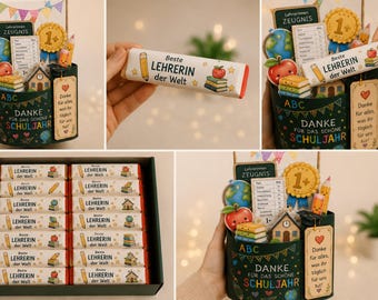 Duplo Bundle PDF | Danke Lehrerin | Geschenkbox, Schokoriegel Wrapper, Lehrerzeugnis & Karten | Geschenk zum Schuljahresende
