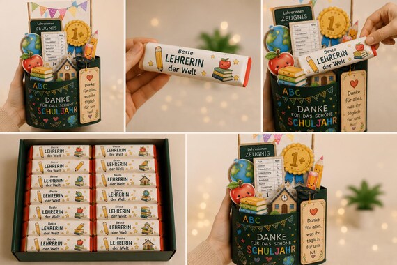 Duplo Bundle PDF | Danke Lehrerin | Geschenkbox, Schokoriegel Wrapper, Lehrerzeugnis & Karten | Geschenk zum Schuljahresende