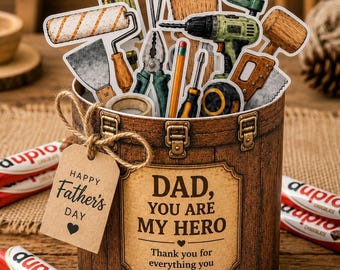 Father's Day Chocolate Wrapper Template, Dad Gift Printable PDF, Tool-Themed DIY Gift for Dad & Grandpa Download