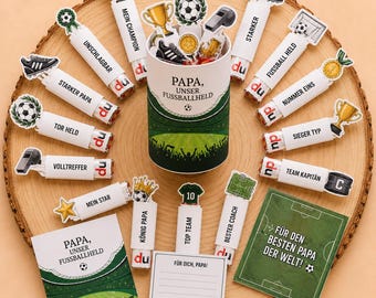 Fußball Geschenkbox für Papa PDF, Vatertag Geschenk Printable, Papa Unser Fußballheld, DIY Fußball Geschenk Download