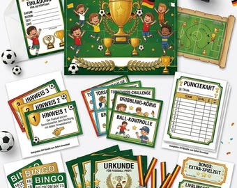 Fußball Kindergeburtstag Schnitzeljagd | Fußball Partyspiele Bundle | Fußball Schatzsuche | Fußball Bingo | Urkunden Medaillen |PDF Download
