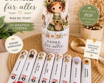 Duplo Banderole Erzieher Geschenk PDF | Danke Erzieherin Druckvorlage | Kita Abschied Geschenk | Schokoladen Geschenk | Sofort Download