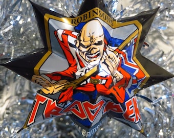 Adorno de estrella de lata de cerveza reciclada de Iron Maiden Trooper (juego de 3)