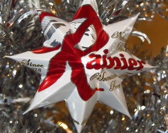 Upcycled Rainier Beer Can - Star Ornament (set of 4)