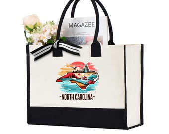 North Carolina Tote Bag, North Carolina Map Bag, Girls Trip Matching North Carolina, North Carolina Travel Gift Bag, North Carolina State
