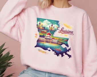 Louisiana Sweatshirt, Louisiana Hoodie, Louisiana Shirt, Louisiana Gift, State Sweatshirt, USA Shirt, Louisiana Trip Gift, Unisex Sweatshirt