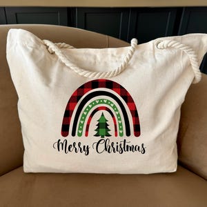 Christmas Tote Bag, Christmas Gift Bag, Merry Christmas Tote Bag, Holiday Gifts for Women, Santa Bag, Christmas Tree Bag, Gift For Christmas