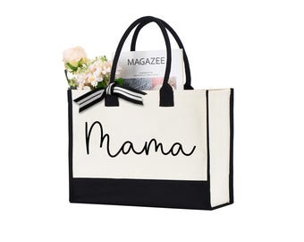 Mama Canvas Tote Bag,Mother's Day Gift,Mom Tote Bag,Gift For Mama,Mama Tote Bag,Gift For Mom, Mom Gift, New Mama Gift Bag, Baby Announcement
