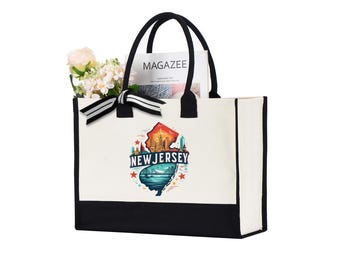 New Jersey Tote Bag, New Jersey Map Bag, New Jersey Travel Gift Bag, New Jersey Lover Bag, New Jersey State Bag, New Jersey Trip Gift Bag