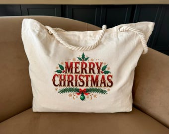 Merry Christmas Tote Bag, Christmas Tote Bag, Christmas Gift Bag, Holiday Gifts for Women, Santa Bag, Christmas Tree Bag, Gift For Christmas