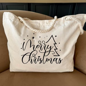 Christmas Tote Bag, Christmas Gift Bag, Merry Christmas Tote Bag, Holiday Gifts for Women, Santa Bag, Christmas Tree Bag, Gift For Christmas