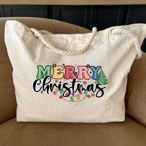 Christmas Tote Bag, Christmas Gift Bag, Merry Christmas Tote Bag, Holiday Gifts for Women, Santa Bag, Christmas Tree Bag, Gift For Christmas