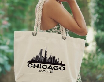 Chicago Tote Bag, Chicago Map Bag, Girls Trip Matching Chicago, Chicago Travel Gift Bag, Chicago State Bag