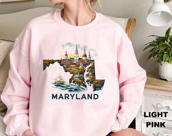 Maryland Sweatshirt, Maryland Shirt, Maryland Hoodie, Maryland Fan Crewneck, Vintage Maryland Sweatshirt, Maryland Gift,College Student Gift