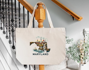 Maryland Tote Bag, Maryland Map Bag, Girls Trip Matching Maryland, Maryland Travel Gift Bag, Maryland State Bag