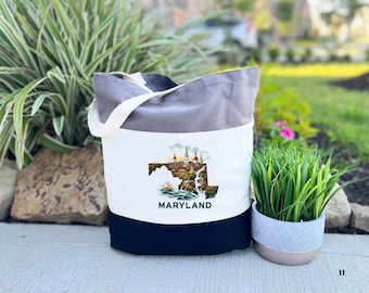Maryland Tote Bag, Maryland Map Bag, Girls Trip Matching Maryland, Maryland Travel Gift Bag, Maryland State Bag