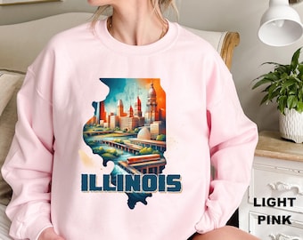 Illinois Sweatshirt, Illinois Hoodie, Illinois Gift, Retro Unisex Illinois Shirt, College Student Gift, Illinois Shirt, Illinois State Shirt