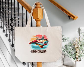 North Carolina Tote Bag, North Carolina Map Bag, Girls Trip Matching North Carolina, North Carolina Travel Gift Bag, North Carolina State