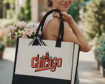 Chicago Tote Bag, Chicago Map Bag, Girls Trip Matching Chicago, Chicago Travel Gift Bag, Chicago State Bag