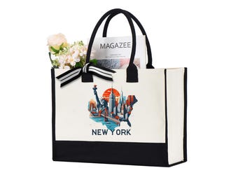 New York Tote Bag, New York Map Bag, New York Travel Gift Bag, New York Souvenir, New York Lover Bag, New York State Bag, NYC Trip Gift Bag