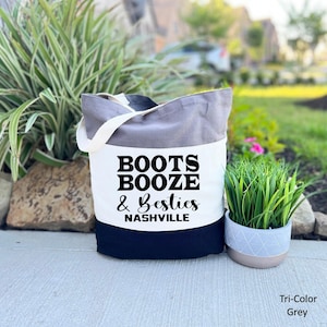 Boots Booze Tote Bags, Nashville Tote Bag, Vacation Tote Bag, Besties Nashville Party Tote Bag, Nashville Girl Trip Gift, Cute Besties Gift