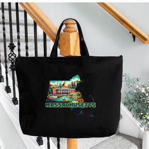Massachusetts Tote Bag, Massachusetts Map Bag, Girls Trip Matching Massachusetts, Massachusetts Travel Gift Bag, Massachusetts State Bag