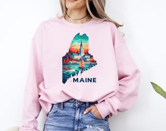 Maine Sweatshirt, Maine Shirt, Maine Hoodie, Maine Crewneck Sweater, US State, Maine Gift, Maine State Shirt