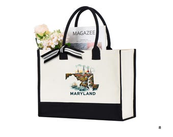 Maryland Tote Bag, Maryland Map Bag, Girls Trip Matching Maryland, Maryland Travel Gift Bag, Maryland State Bag