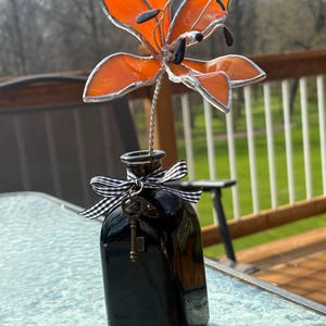 Stained Glass 3D Tiger Lily in vase