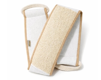 Natural Egyptian Loofah Exfoliating Back Scrubber Strap, Cotton back