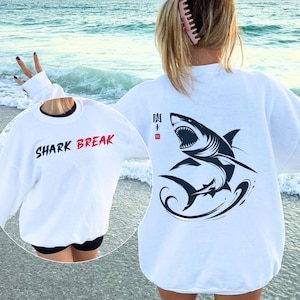 Shark Sweatshirt, Bold Shark Design Shirt, Ocean Sweatshirt, Sea lover gift, Chinese ink painting style Sweatshirt, Beach Sweater