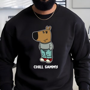 Personalized Chill Guy Sweatshirt, Custom Name Trendy Dog Meme Design, Chill Guy TikTok Meme Sweater, Trendy Meme Gift,Viral Dog Cartoon