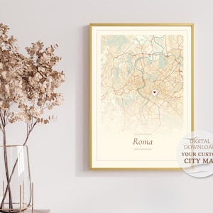 Custom Vintage City Map | Our First Home Map | Anniversary Gift | Custom Wedding Gift | Home Gift | Printable Wall Art | Digital Download