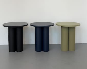 Round Modern Accent Table, Tubular Metal Frame, Laminated Particleboard